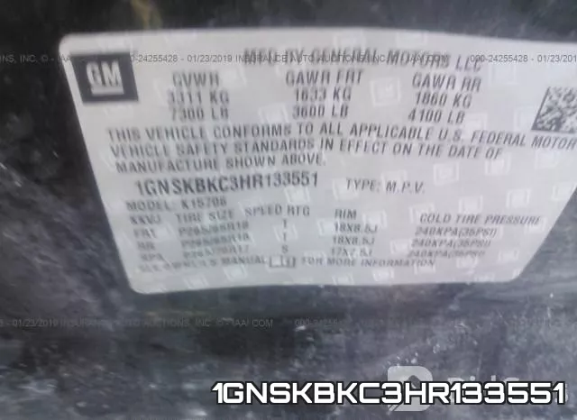 1GNSKBKC3HR133551 фото 10