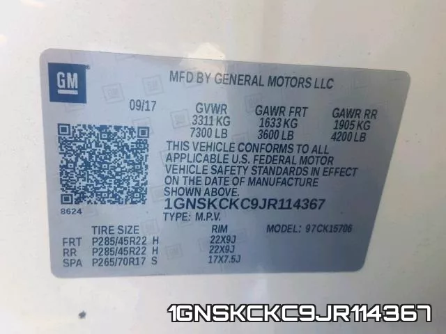 1GNSKCKC9JR114367 фото 2