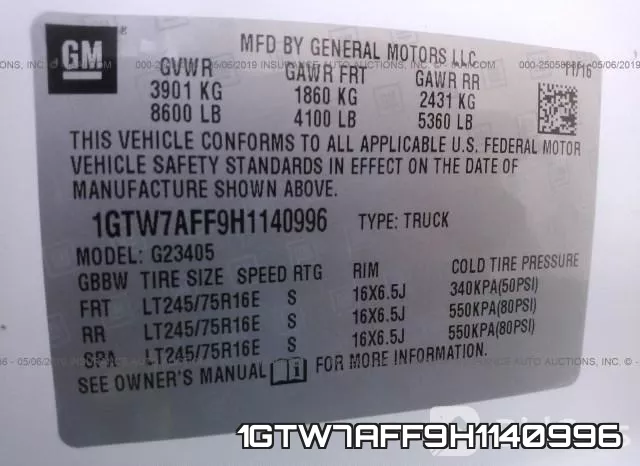 1GTW7AFF9H1140996 фото 9