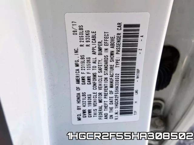 1HGCR2F55HA308502 фото 2