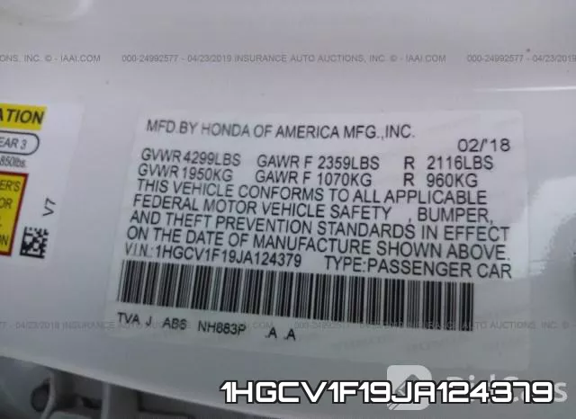 1HGCV1F19JA124379 фото 10