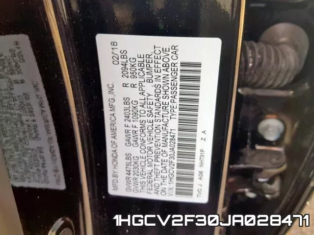 1HGCV2F30JA028471 фото 2