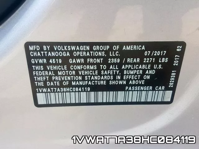 1VWAT7A38HC084119 фото 2