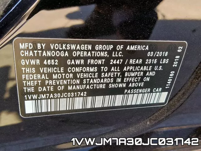 1VWJM7A30JC031742 фото 2