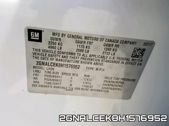 2GNALCEK8H1576952 фото 2