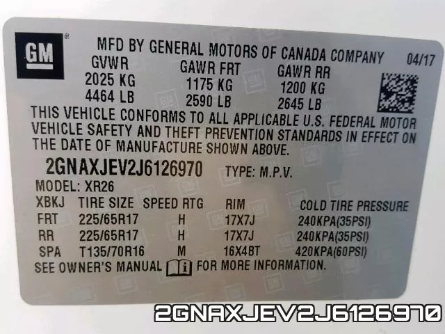 2GNAXJEV2J6126970 фото 2