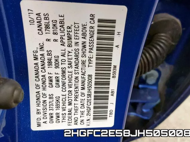 2HGFC2E58JH505008 фото 2