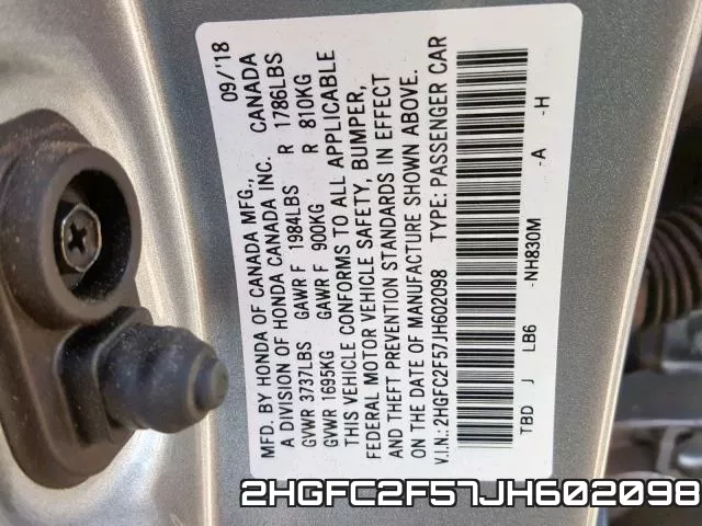 2HGFC2F57JH602098 фото 2