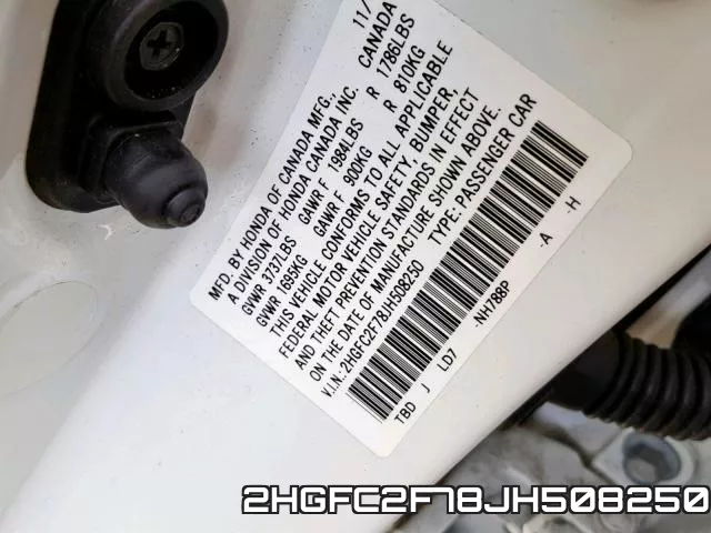 2HGFC2F78JH508250 фото 2