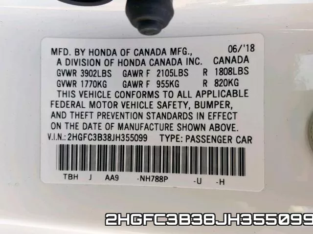 2HGFC3B38JH355099 фото 2