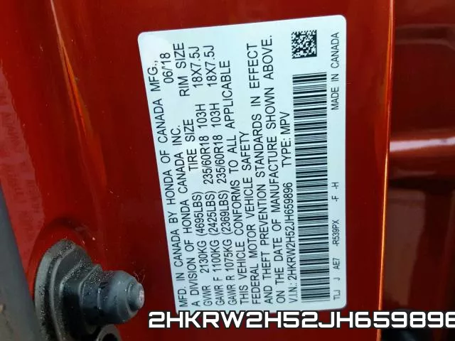 2HKRW2H52JH659896 фото 2