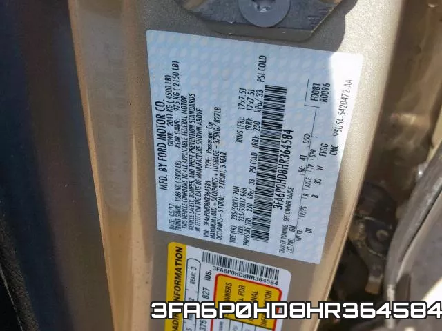 3FA6P0HD8HR364584 фото 2