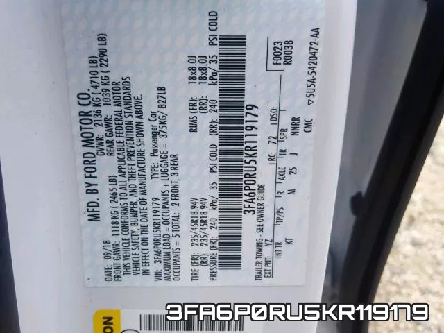 3FA6P0RU5KR119179 фото 2