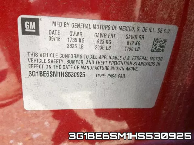 3G1BE6SM1HS530925 фото 2
