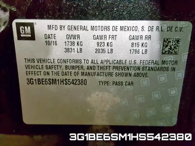 3G1BE6SM1HS542380 фото 2