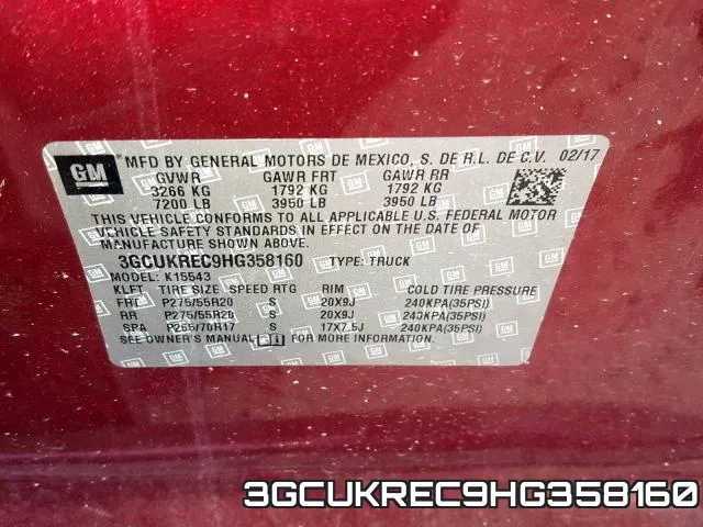 3GCUKREC9HG358160 фото 2