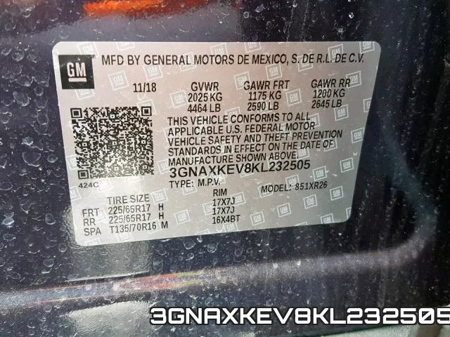 3GNAXKEV8KL232505 фото 2