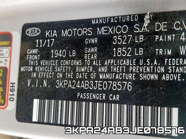 3KPA24AB3JE078576 фото 2