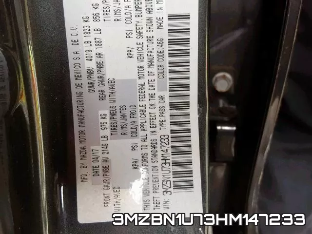 3MZBN1U73HM147233 фото 2