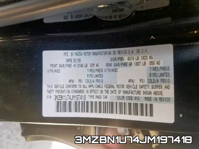 3MZBN1U74JM197418 фото 2