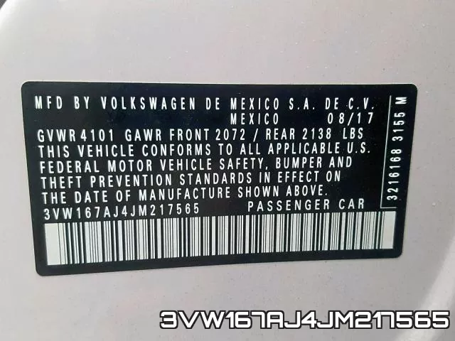 3VW167AJ4JM217565 фото 2