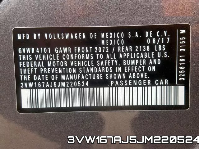 3VW167AJ5JM220524 фото 2