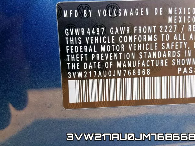 3VW217AU0JM768668 фото 2