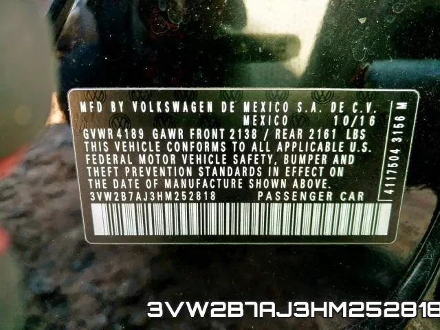 3VW2B7AJ3HM252818 фото 2