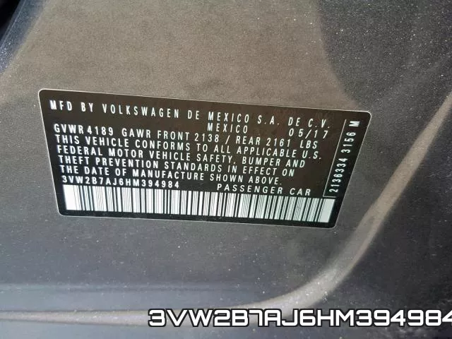 3VW2B7AJ6HM394984 фото 2