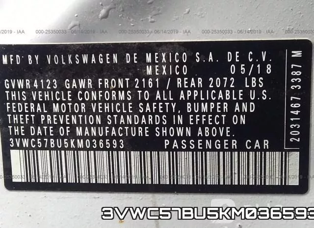 3VWC57BU5KM036593 фото 10