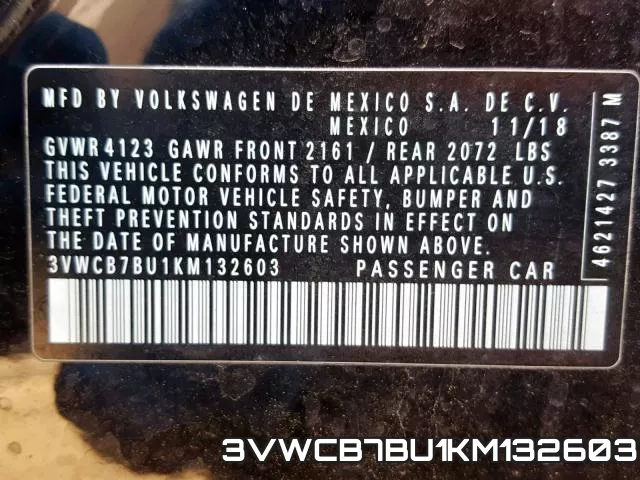 3VWCB7BU1KM132603 фото 2