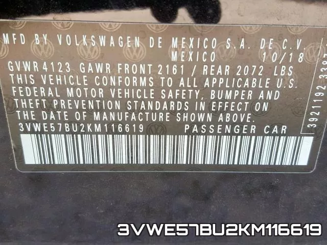 3VWE57BU2KM116619 фото 2