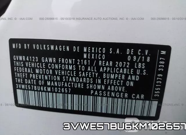 3VWE57BU6KM102657 фото 10