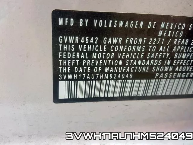 3VWH17AU7HM524049 фото 2