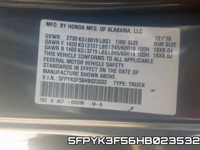 5FPYK3F56HB023532 фото 2