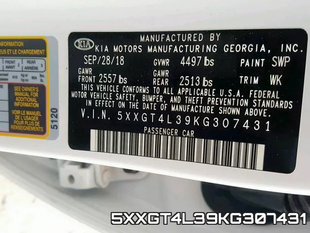 5XXGT4L39KG307431 фото 2