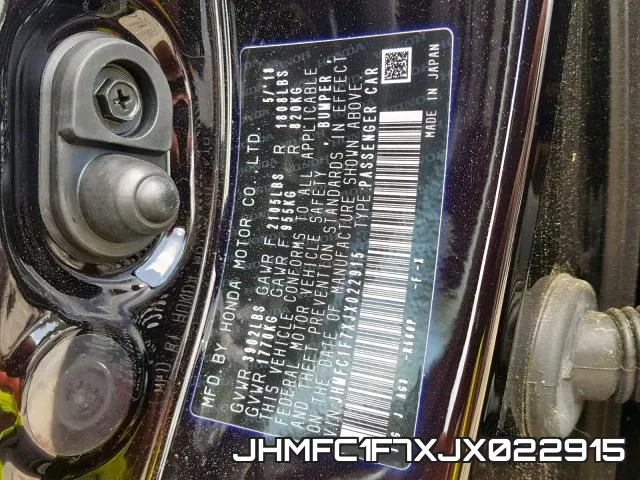 JHMFC1F7XJX022915 фото 2