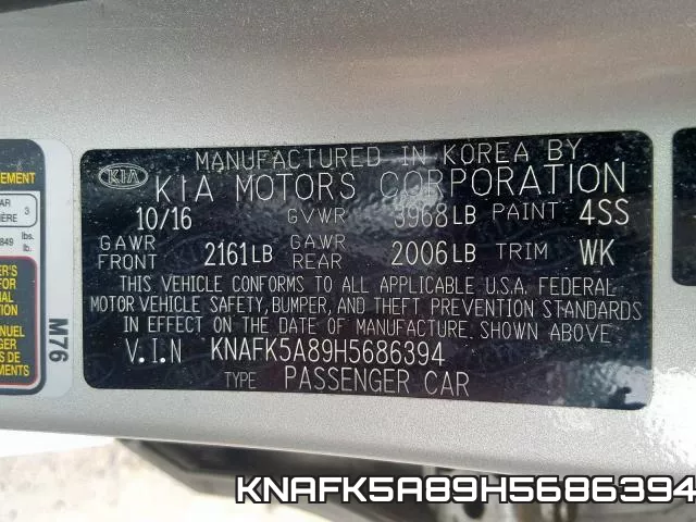 KNAFK5A89H5686394 фото 2