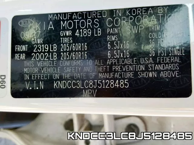KNDCC3LC8J5128485 фото 2