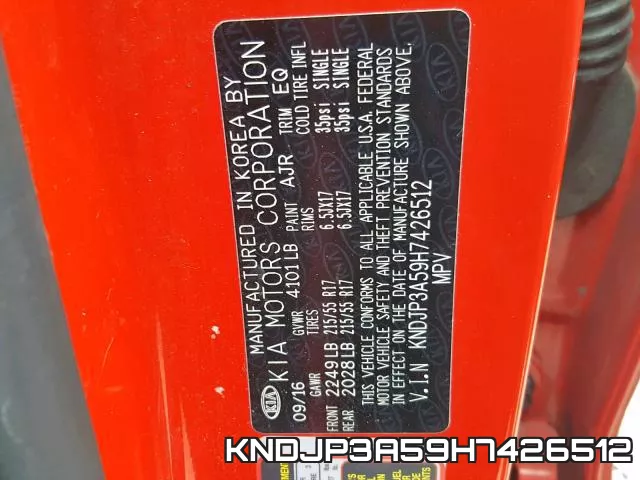 KNDJP3A59H7426512 фото 2