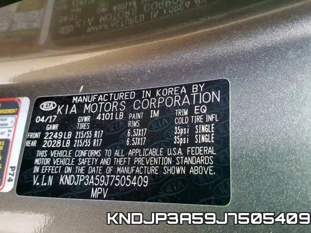 KNDJP3A59J7505409 фото 2