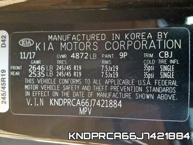 KNDPRCA66J7421884 фото 2