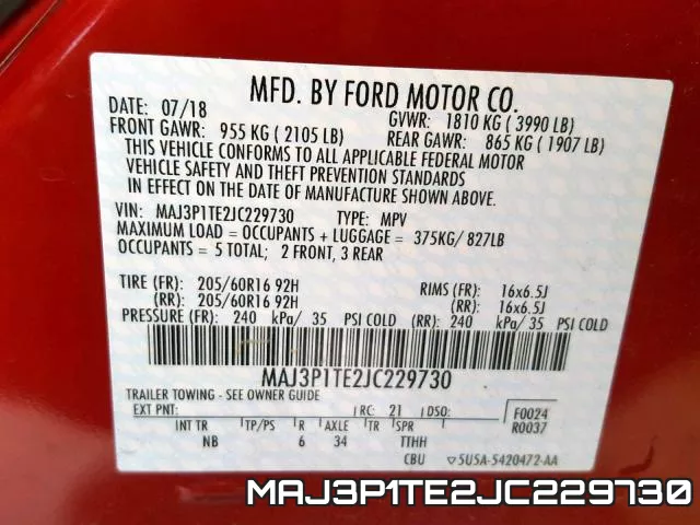 MAJ3P1TE2JC229730 фото 2