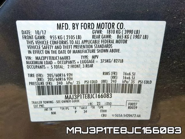 MAJ3P1TE8JC166083 фото 2