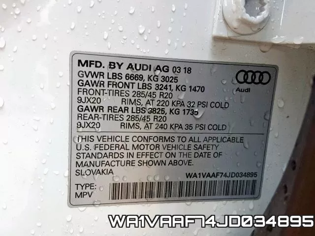 WA1VAAF74JD034895 фото 2