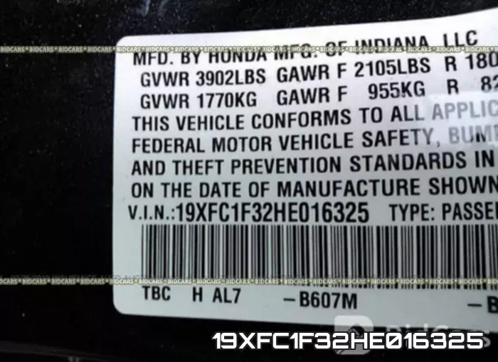 19XFC1F32HE016325 фото 10