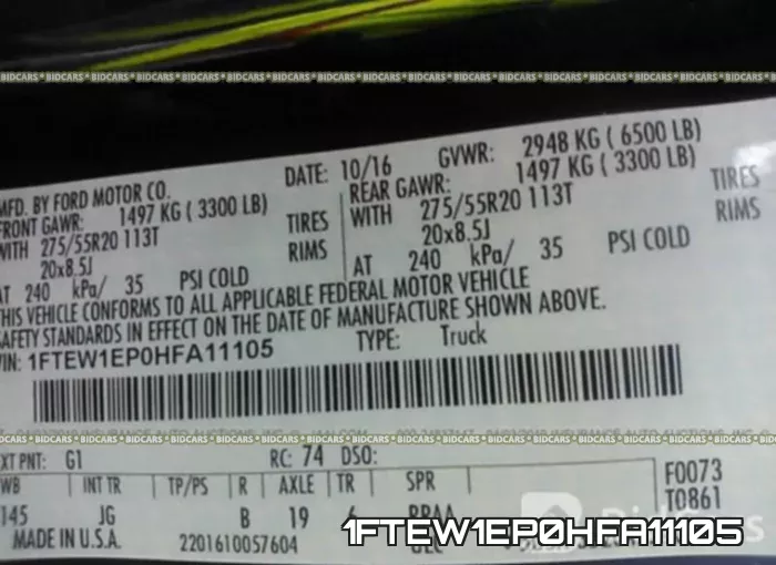 1FTEW1EP0HFA11105 фото 10