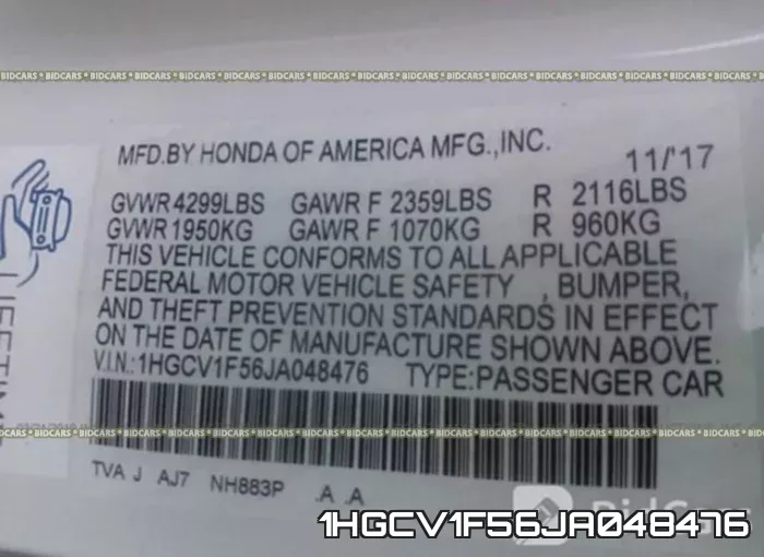 1HGCV1F56JA048476 фото 10