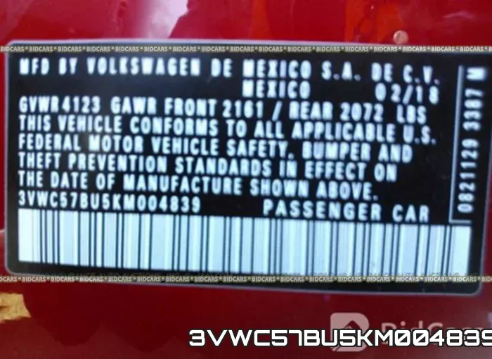 3VWC57BU5KM004839 фото 10