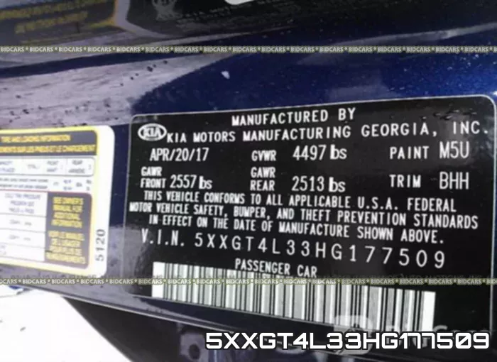 5XXGT4L33HG177509 фото 10